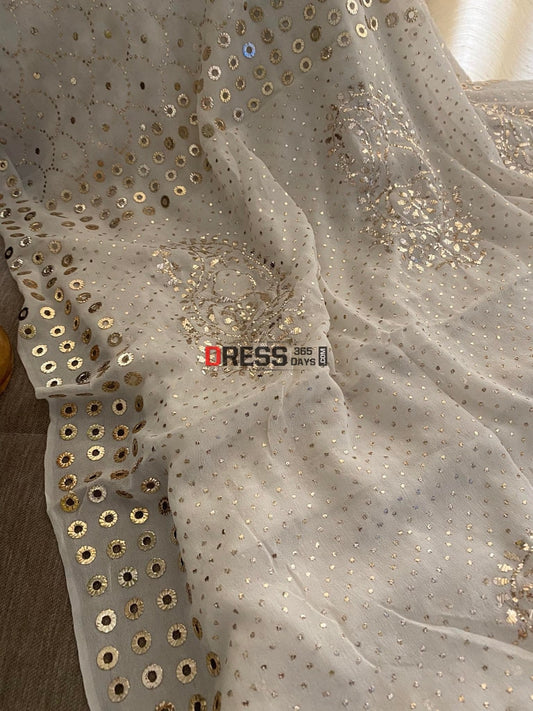 Masterpiece Ivory Golden Kamdani Saree