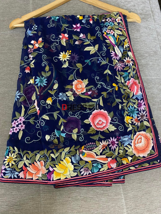 Masterpiece Navy Parsi Gara Dupatta