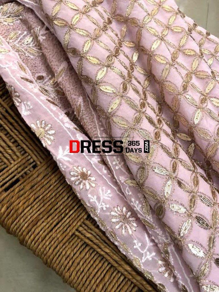 Masterpiece Oyster Pink Gota Patti Chikankari Saree