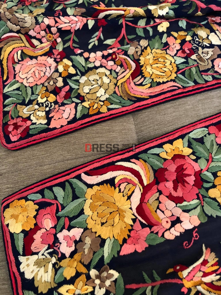 Masterpiece Parsi Gara Navy-Multicolour Dupatta