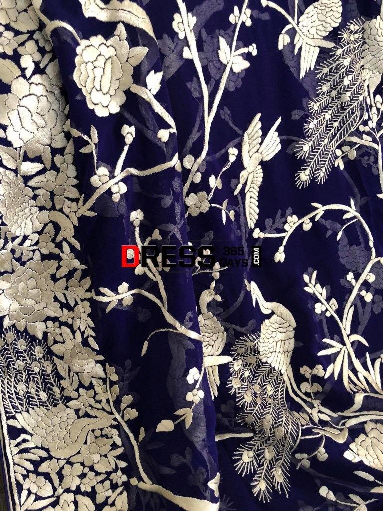 Masterpiece Royal Blue And Ivory Parsi Gara Dupatta