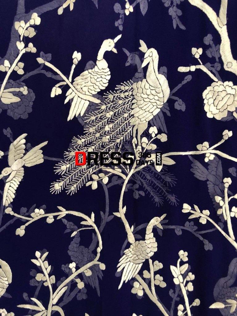 Masterpiece Royal Blue And Ivory Parsi Gara Dupatta