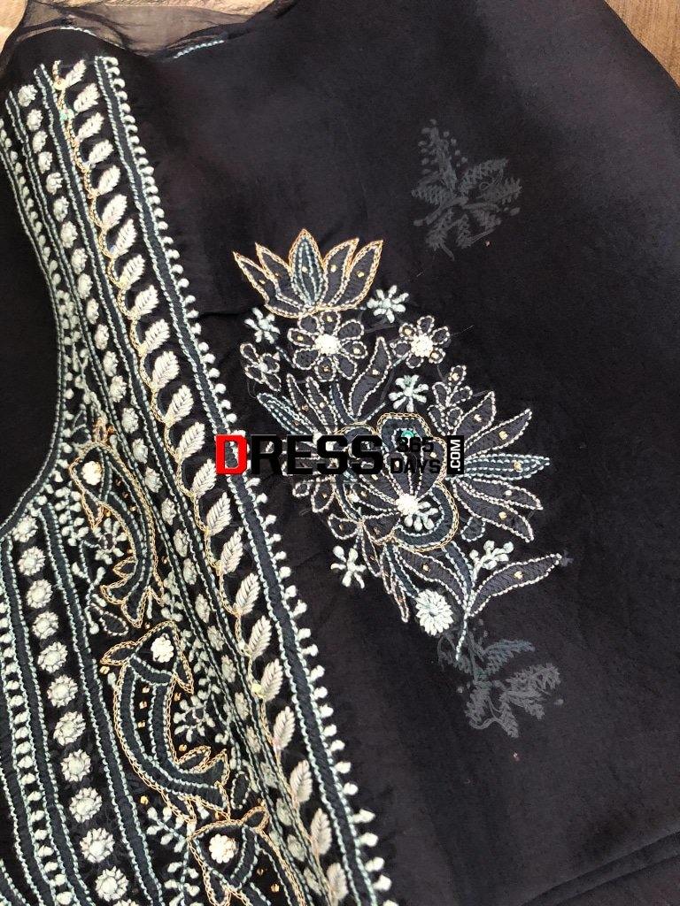 Midnight Blue Beads & Chikankari Suit Suits