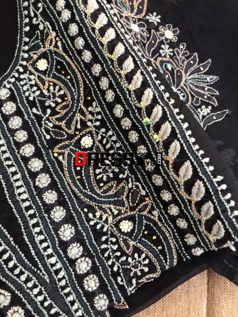 Midnight Blue Beads & Chikankari Suit Suits