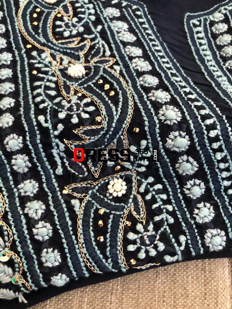 Midnight Blue Beads & Chikankari Suit Suits