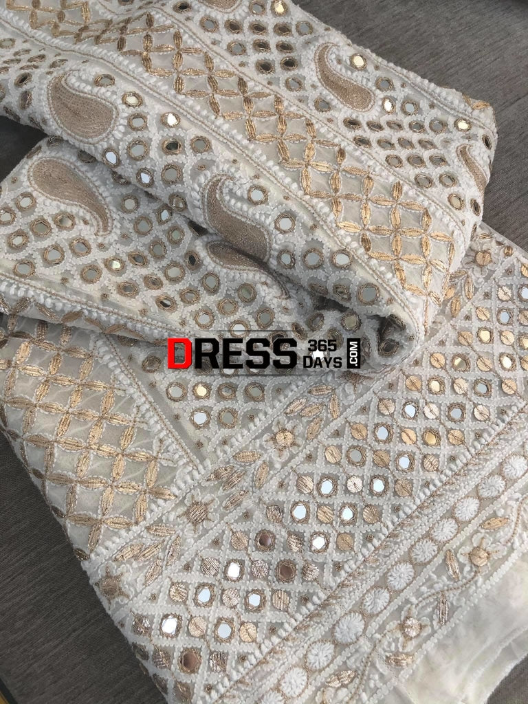 Mirror And Gota Patti Chikankari Anarkali Suit