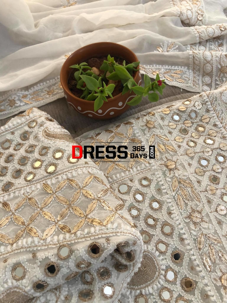 Mirror And Gota Patti Chikankari Anarkali Suit
