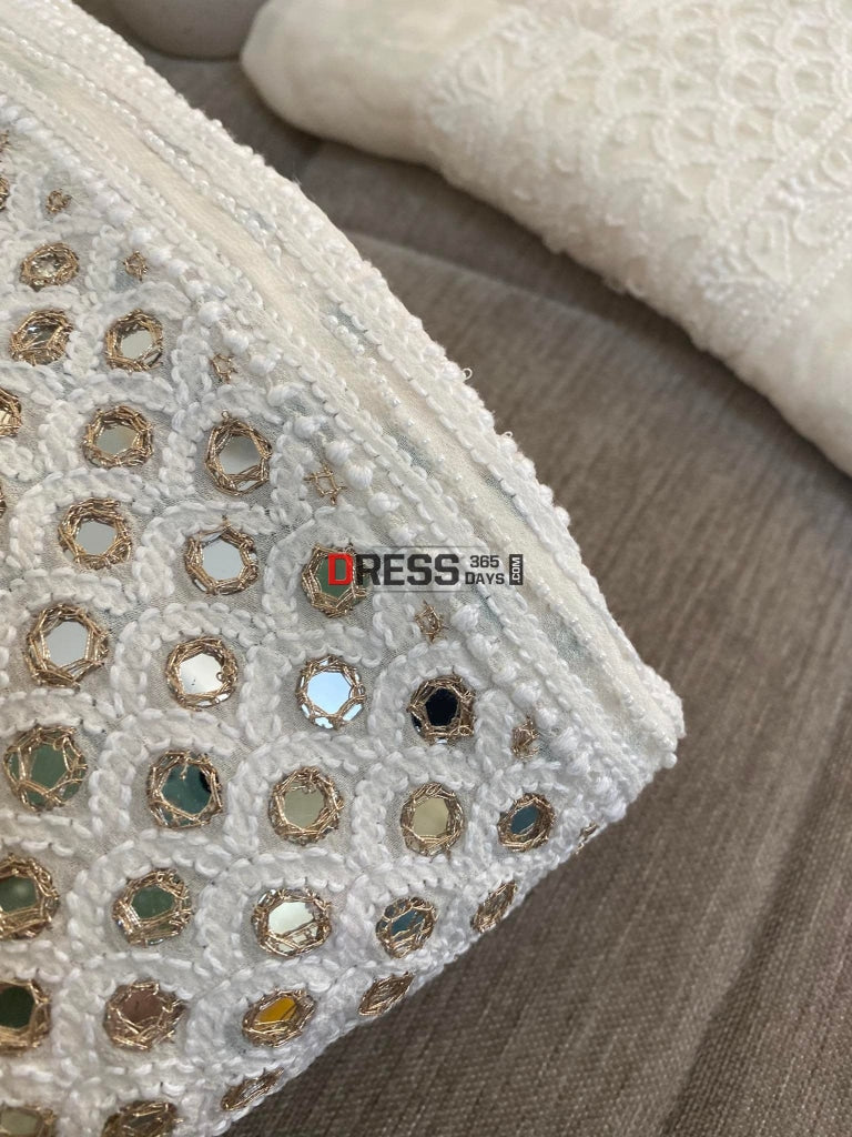 Mirror And Pearl Chikankari Anarkali Suit