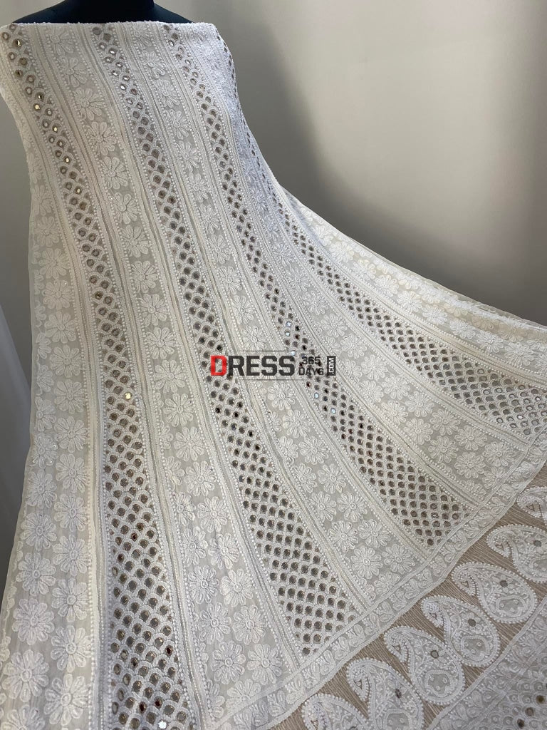Mirror And Pearl Chikankari Anarkali Suit