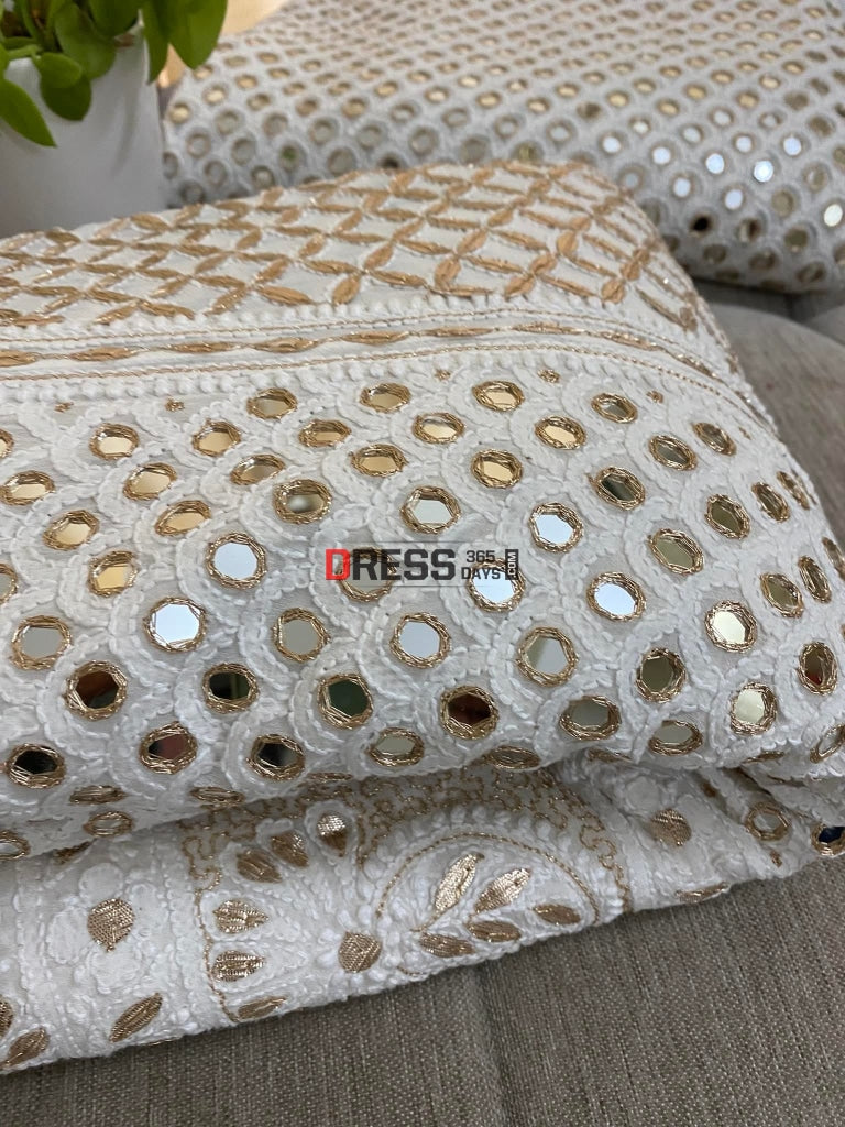 Mirror & Gota Patti Lucknow Chikankari Lehenga Set
