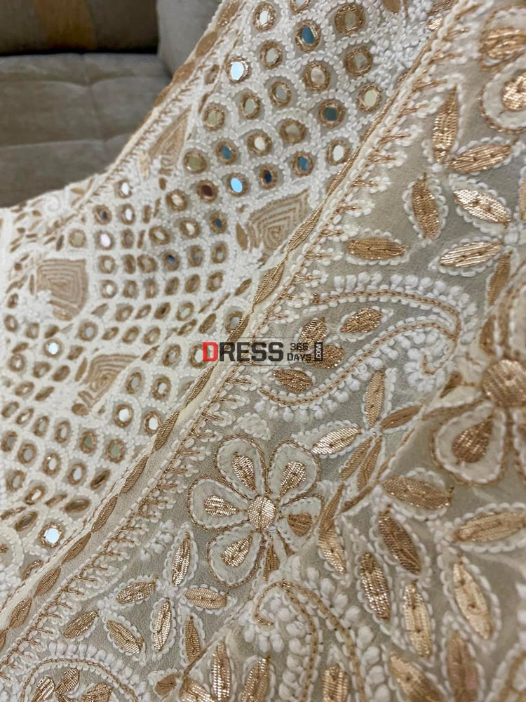 Mirror & Gota Patti Lucknow Chikankari Lehenga Skirt (Only Skirt