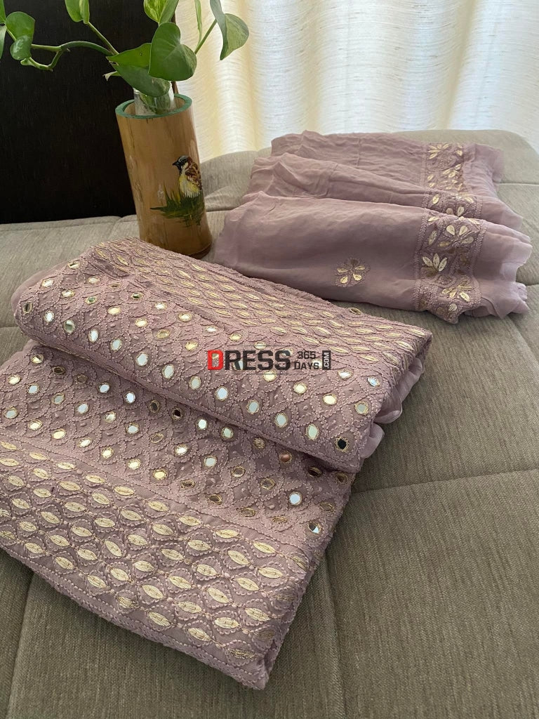 Mirror & Gota Patti Lucknowi Chikankari Suit Suits