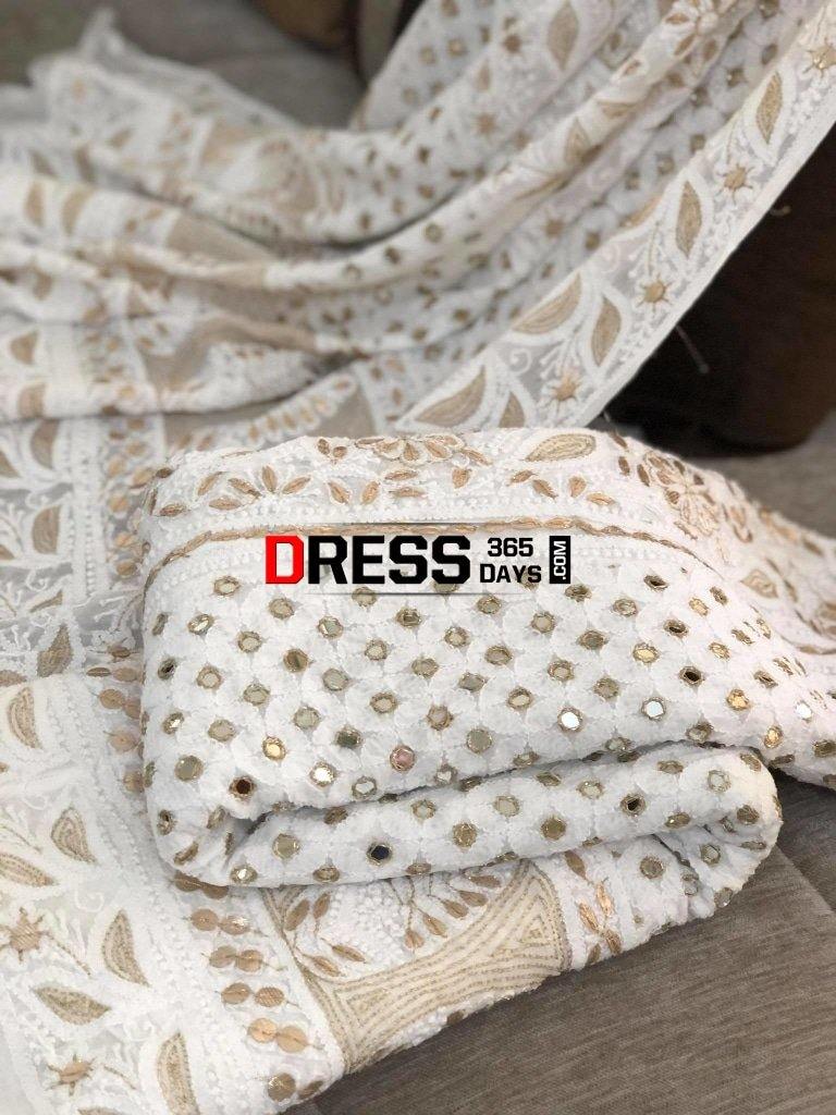 Mirror Gota Patti & Pearl Work Lehenga Set Chikankari
