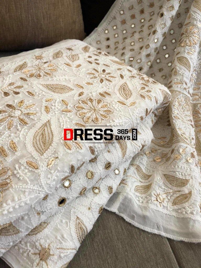 Mirror Gota Patti & Pearl Work Lehenga Set Chikankari