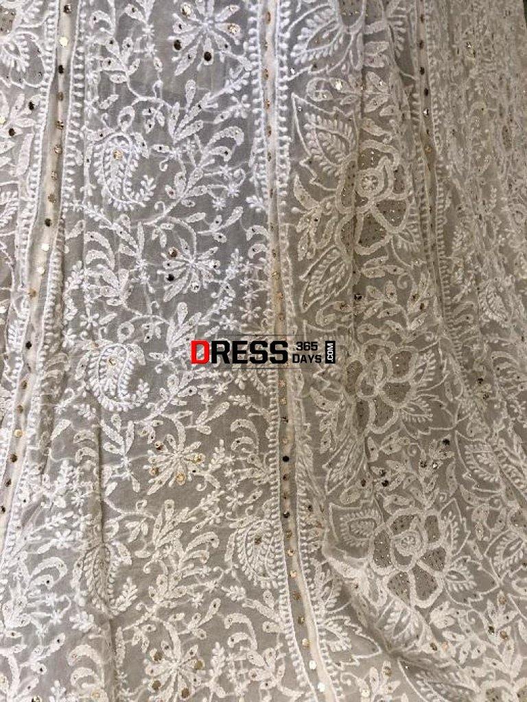 Mukaish And Chikankari Hand Embroidered Lehenga Set