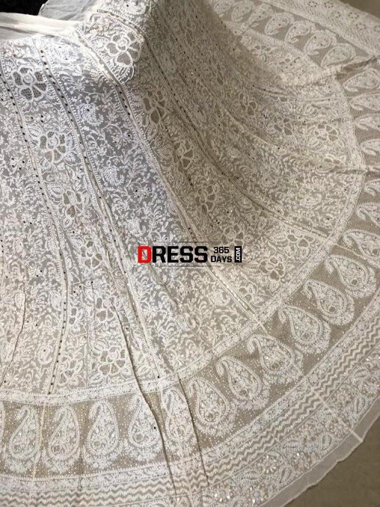 Mukaish And Chikankari Hand Embroidered Lehenga Set