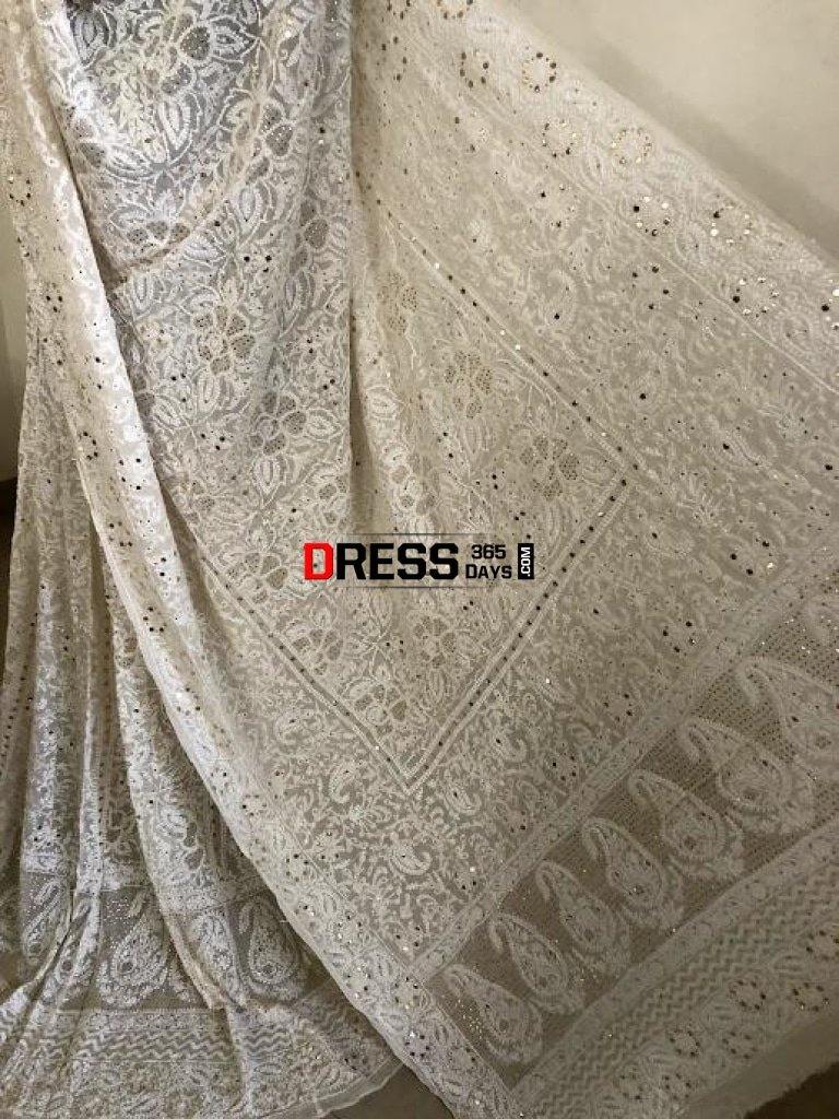 Mukaish And Chikankari Hand Embroidered Lehenga Set
