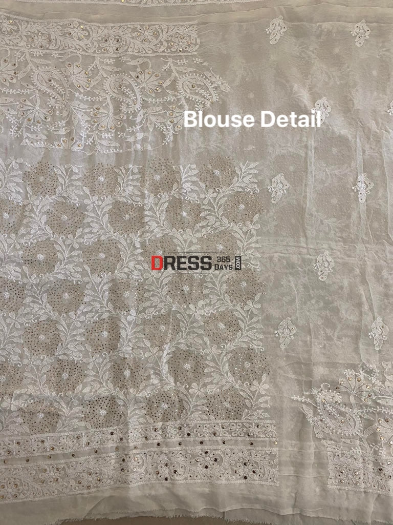 Mukaish And Lucknowi Chikankari Lehenga Set