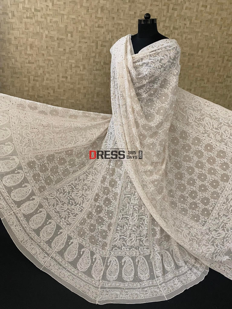 Mukaish And Lucknowi Chikankari Lehenga Set