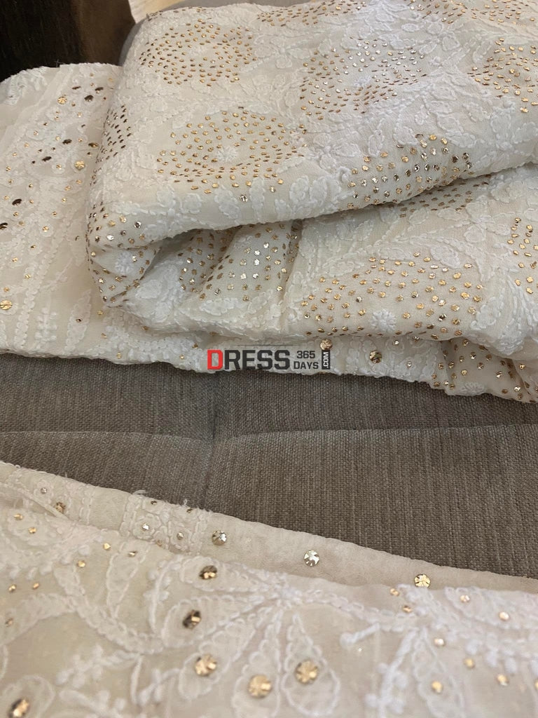 Mukaish And Lucknowi Chikankari Lehenga Set