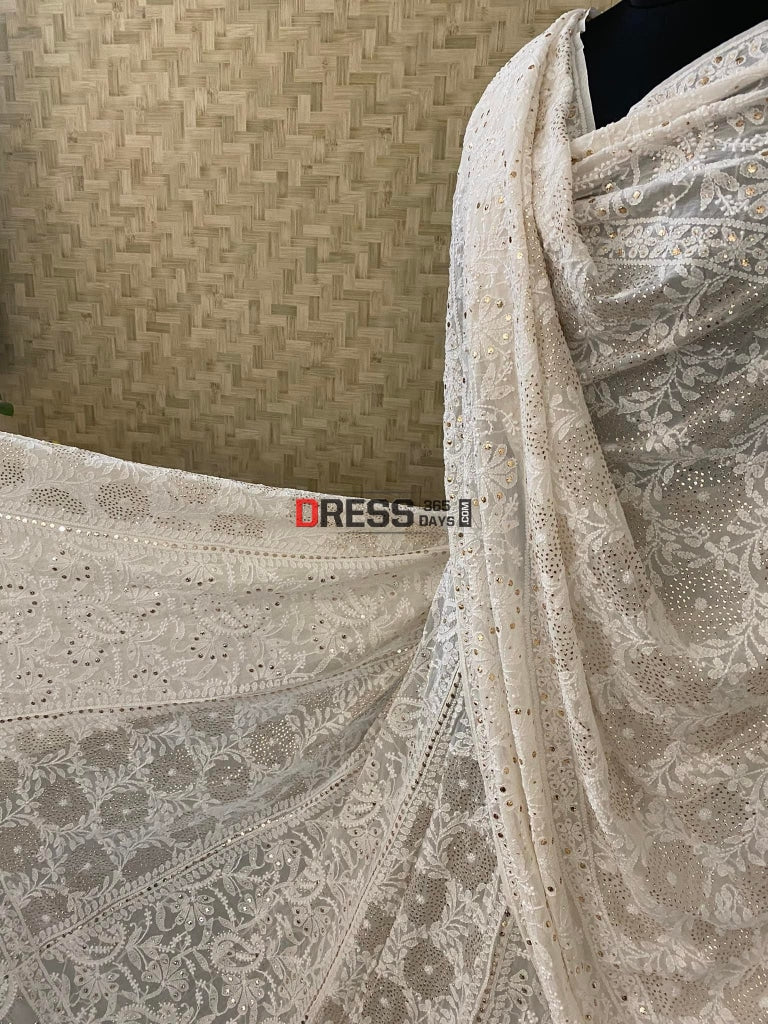 Mukaish And Lucknowi Chikankari Lehenga Set