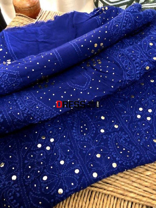 Mukaish Chikankari Kurti Fabric Fabric