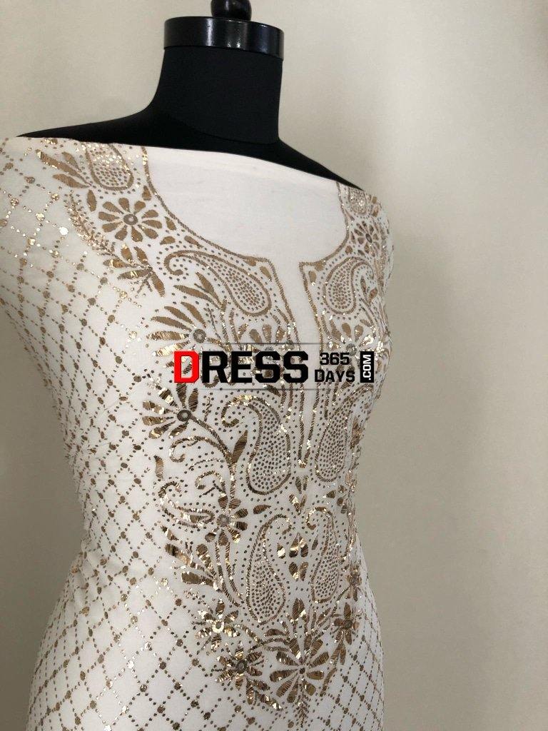 Mukaish Work Designer Suit Chikankari Suits