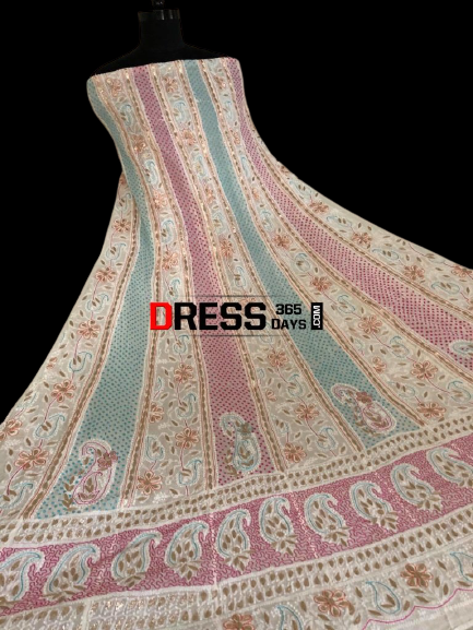 Multicolour Chikankari and Gota Patti Work Anarkali Suit - Dress365days