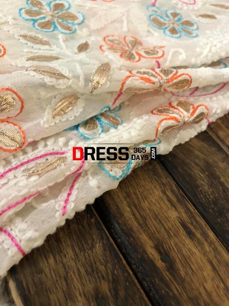 Multicolour Chikankari Dupatta With Gota Patti