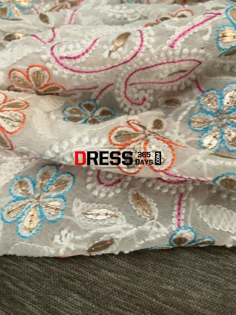 Multicolour Chikankari Dupatta With Gota Patti