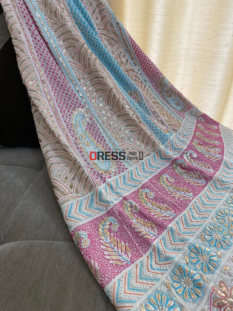 Multicolour Chikankari & Gota Patti Anarkali Suit