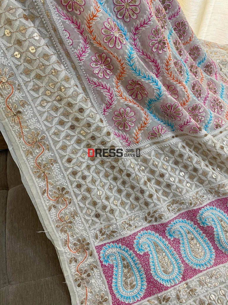 Multicolour Chikankari Gota Patti Dupatta