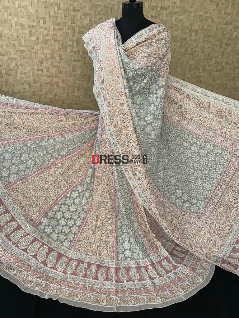 Multicolour Chikankari Gota Patti Lehenga Set