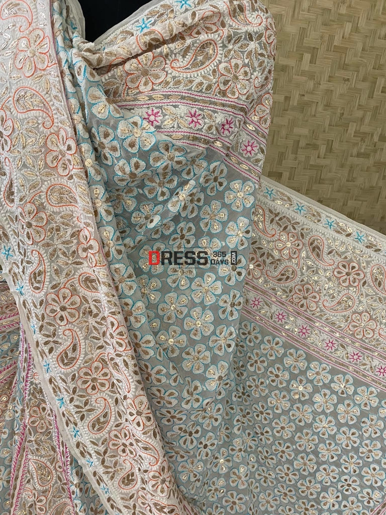 Multicolour Chikankari Gota Patti Lehenga Set