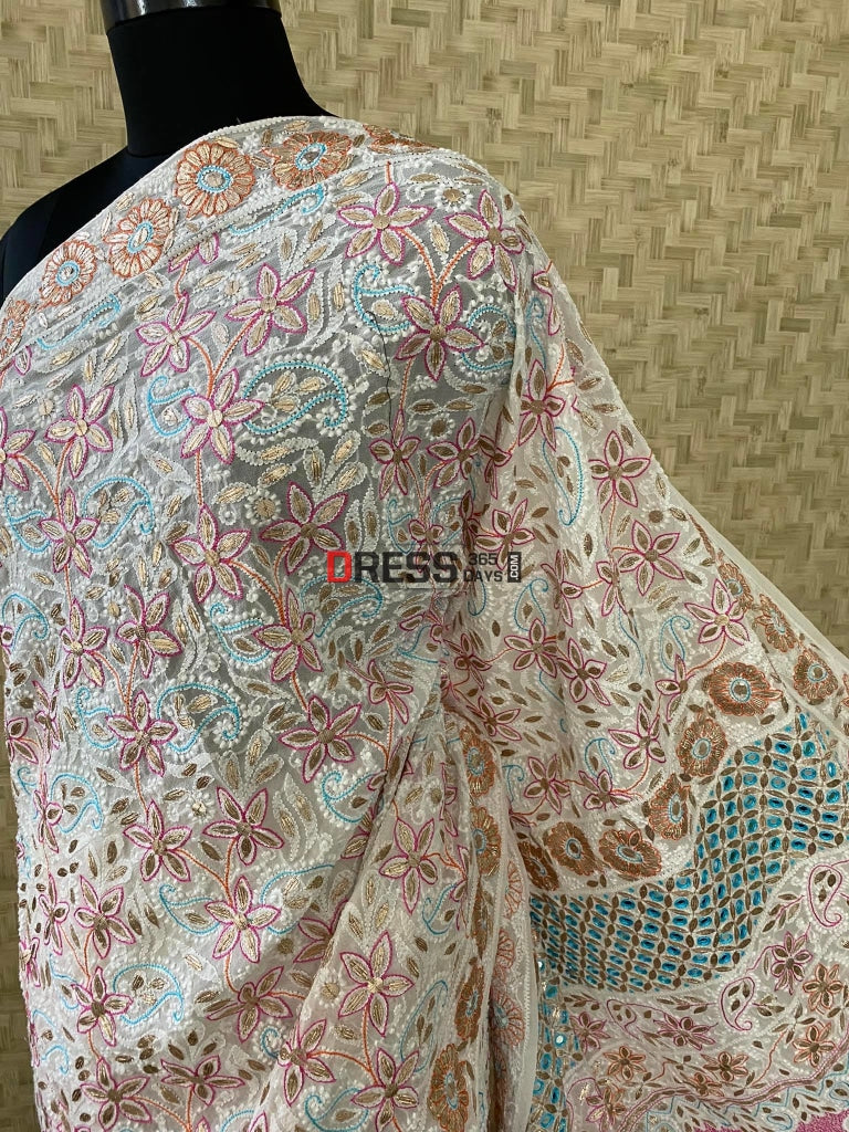 Multicolour Chikankari Gota Patti Saree