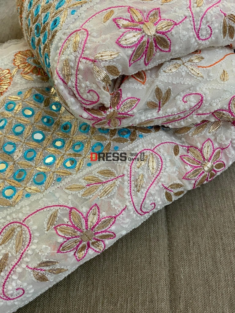 Multicolour Chikankari Gota Patti Saree