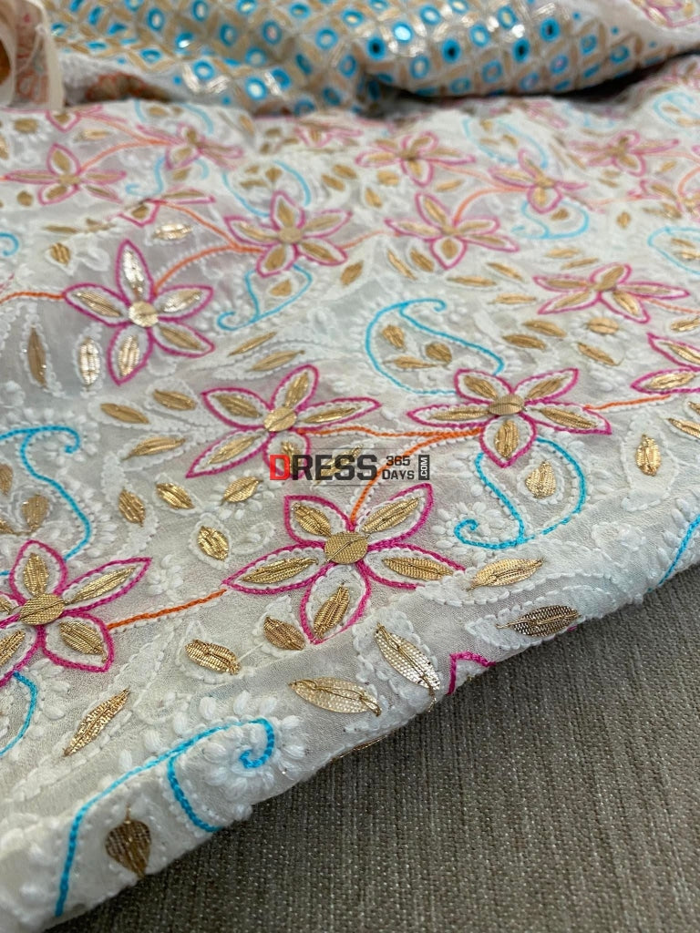 Multicolour Chikankari Gota Patti Saree