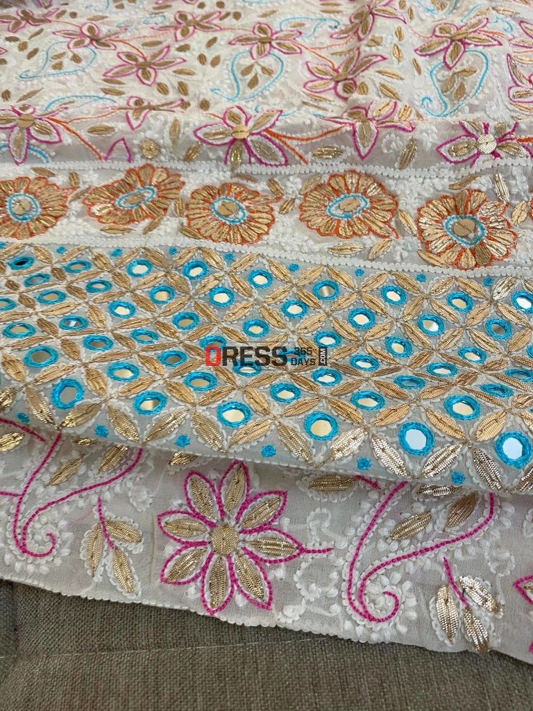 Multicolour Chikankari Gota Patti Saree