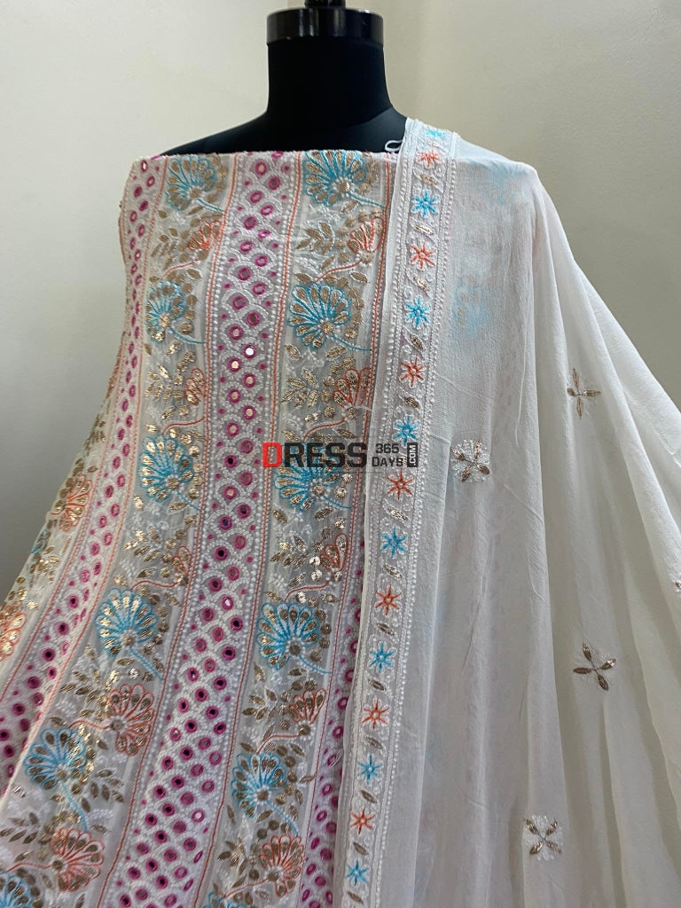 Multicolour Chikankari Mirror & Gota Patti Anarkali