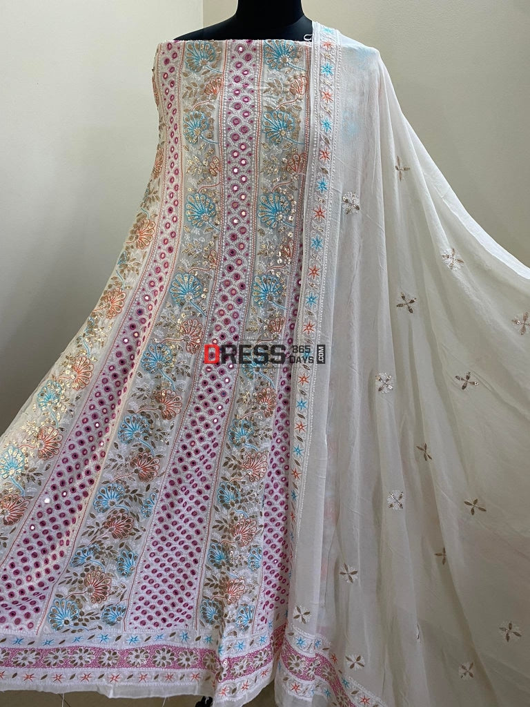 Multicolour Chikankari Mirror & Gota Patti Anarkali