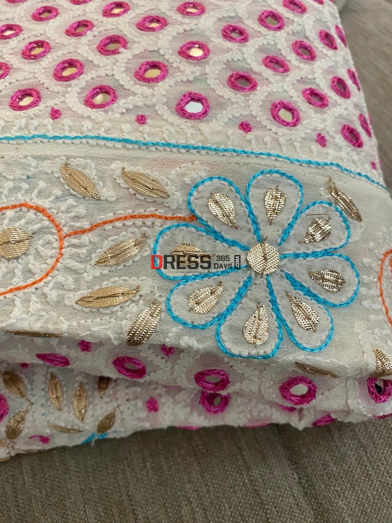 Multicolour Chikankari Mirror & Gota Patti Work Anarkali Suit