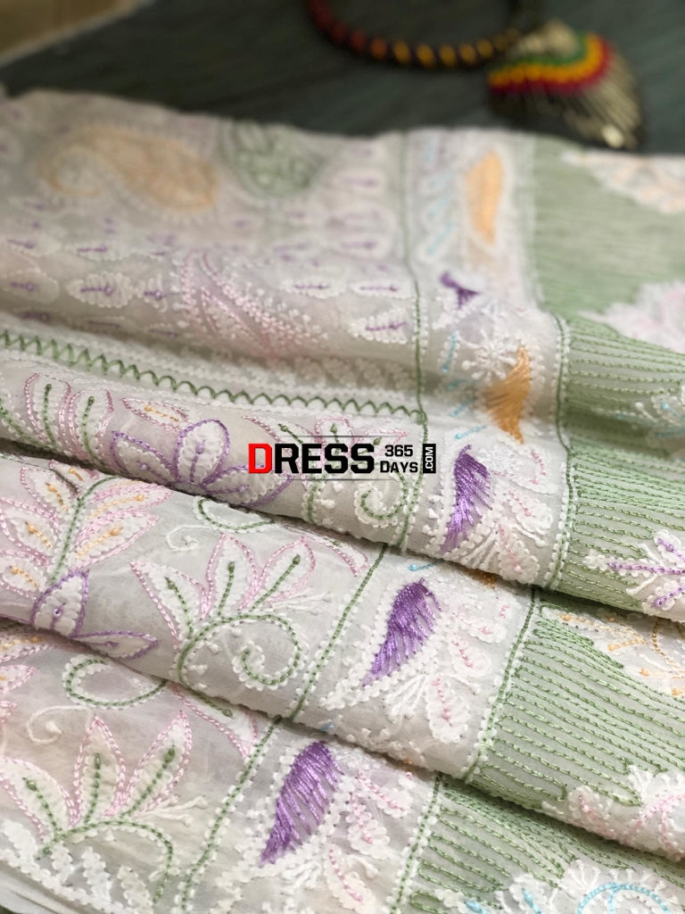 Multicolour Lucknow Chikankari Lehenga Skirt