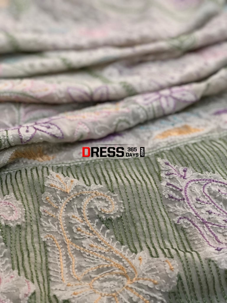 Multicolour Lucknow Chikankari Lehenga Skirt