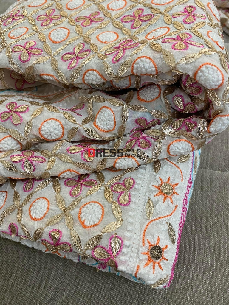 Multicolour Lucknowi Chikankari Gota Patti Lehenga Set
