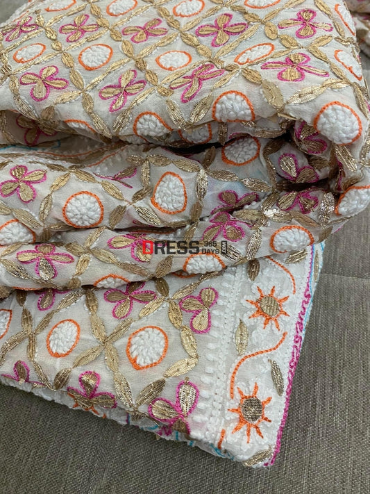 Multicolour Lucknowi Chikankari Gota Patti Lehenga Set