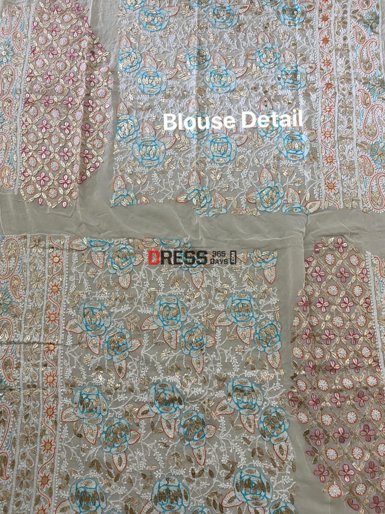 Multicolour Lucknowi Chikankari Gota Patti Lehenga Set