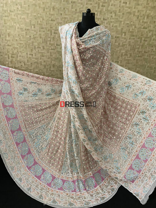 Multicolour Lucknowi Chikankari Gota Patti Lehenga Set