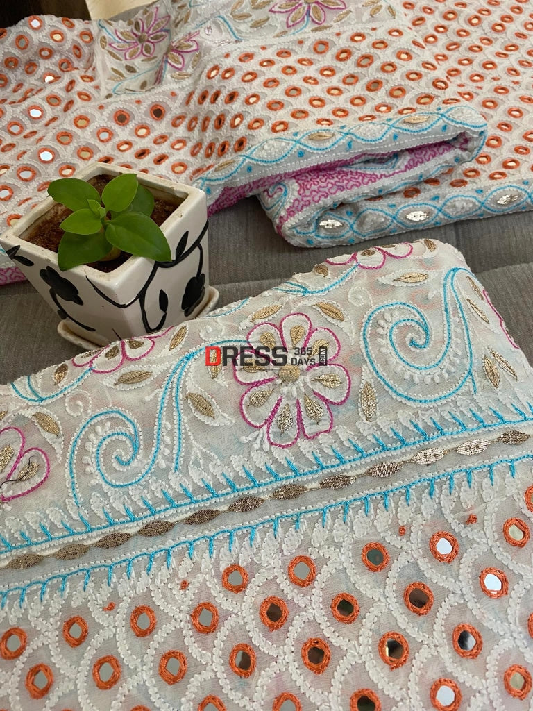 Multicolour Mirror & Gota Patti Chikankari Lehenga Set