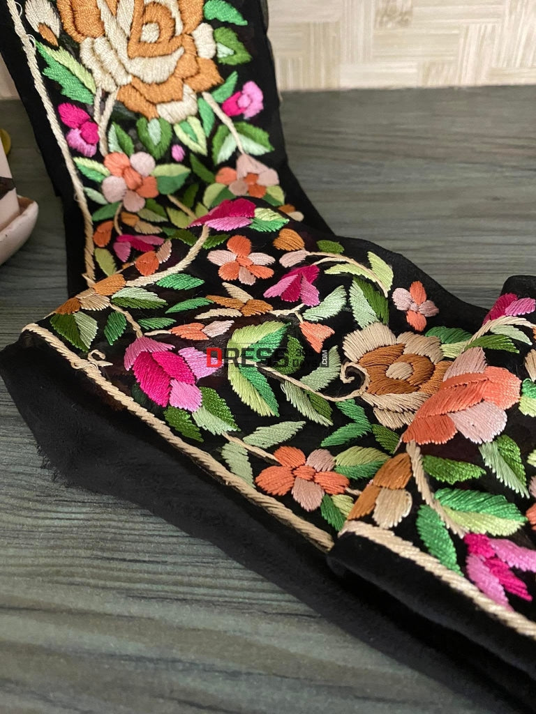 Multicolour Parsi Gara Hand Embroidered Border