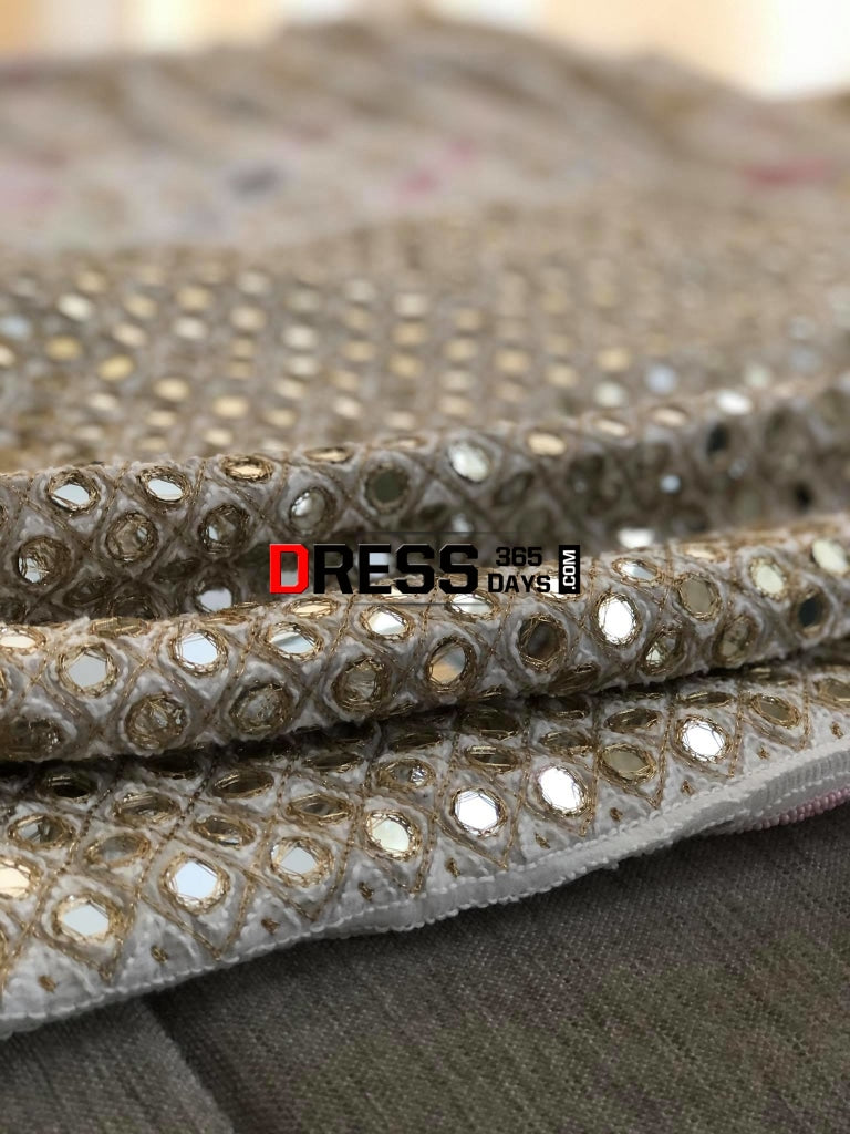 Multicolour Pearl And Heavy Mirror Work Lucknowi Lehenga Set Chikankari